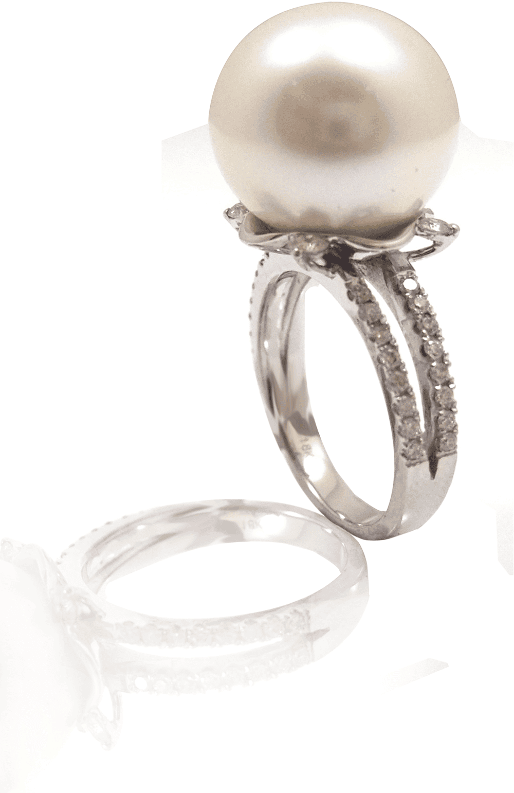 White South Sea Pearl Diamond Ring by Hatta