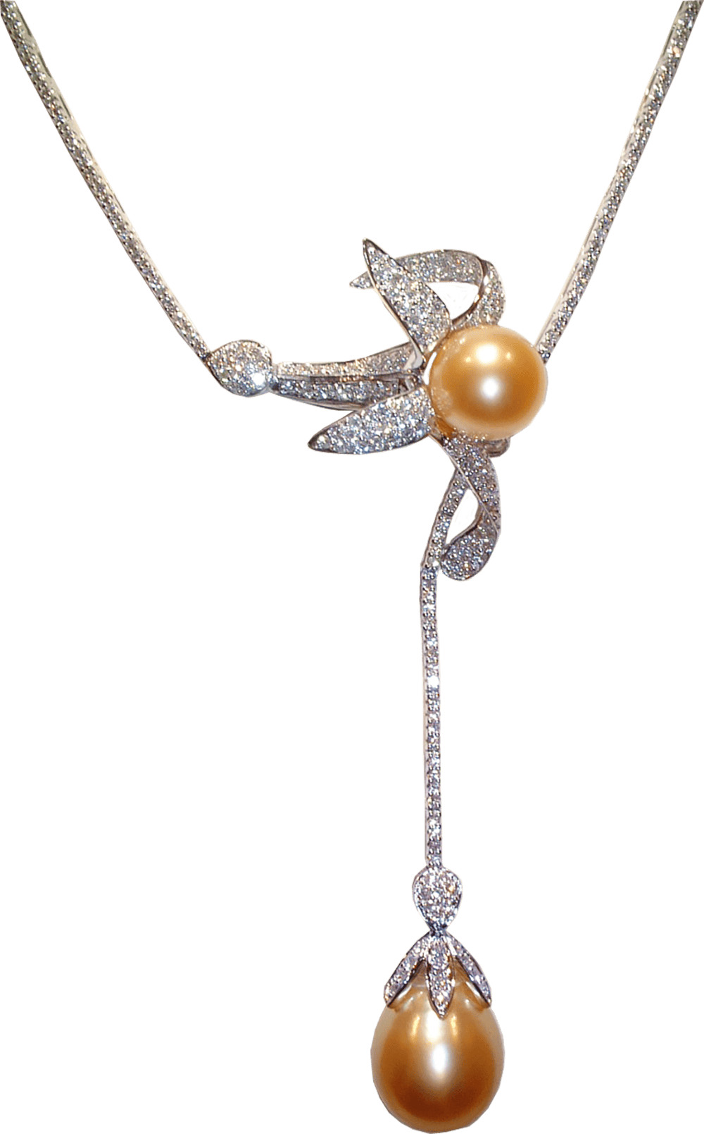 Royal Golden Pearl and Intense Diamond Necklace