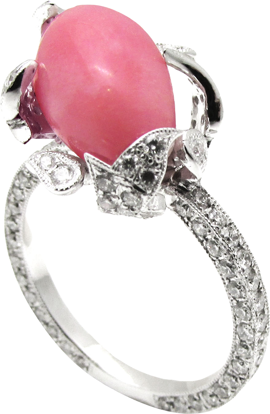 Royal Conch Pearl and Diamond Ring