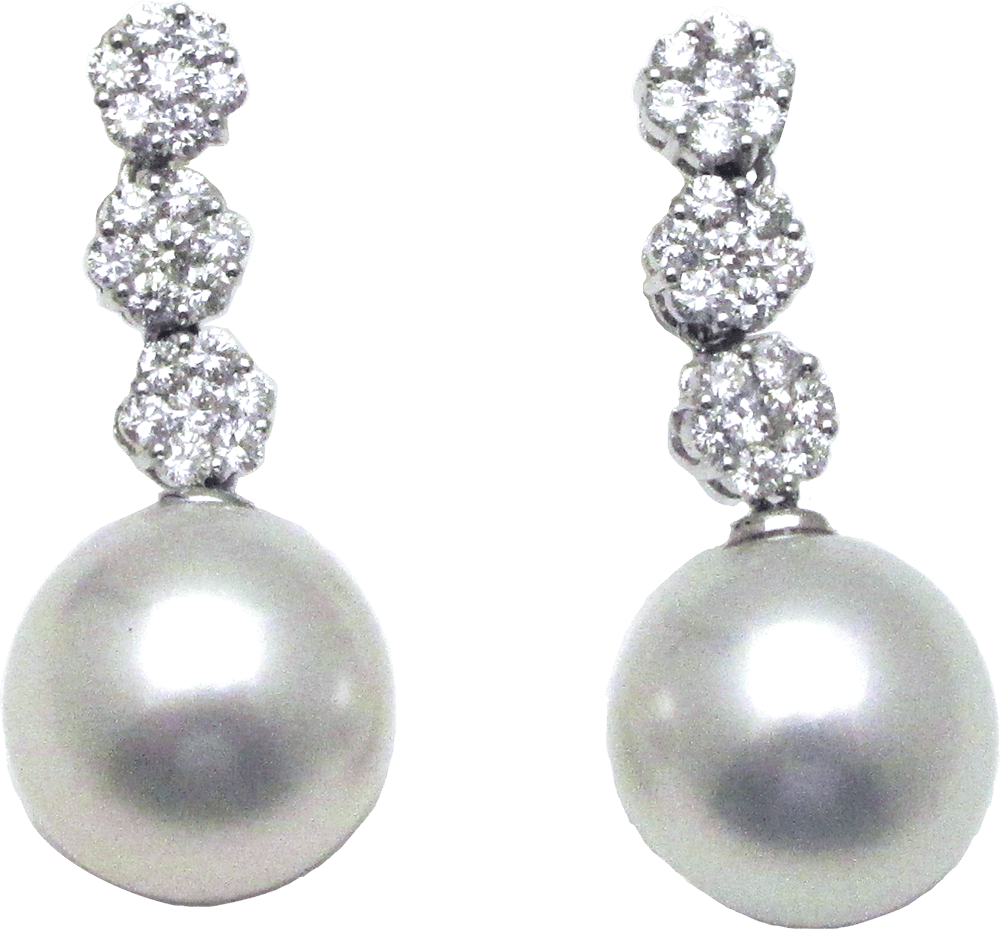 White South Sea Pearl Diamond Earrings