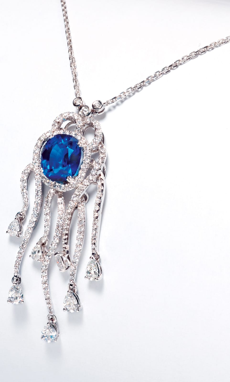 Royal Blue Sapphire Diamond Necklace