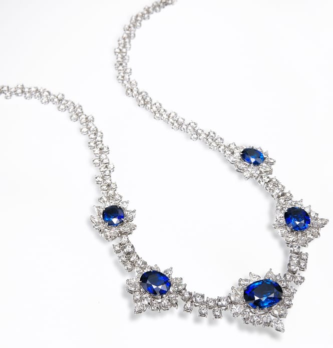 Royal Blue Sapphire Diamond Necklace