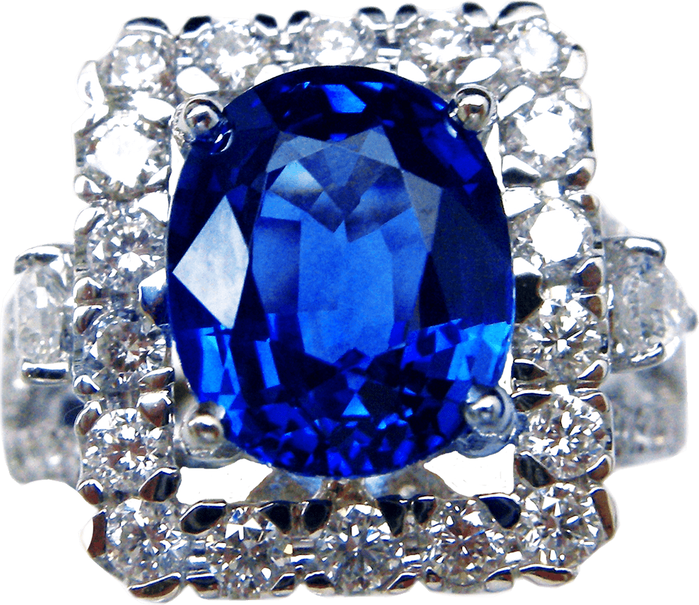 Blue Sapphire and Diamond Ring