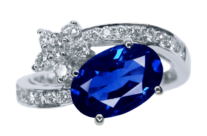 Blue Sapphire and Diamond Ring