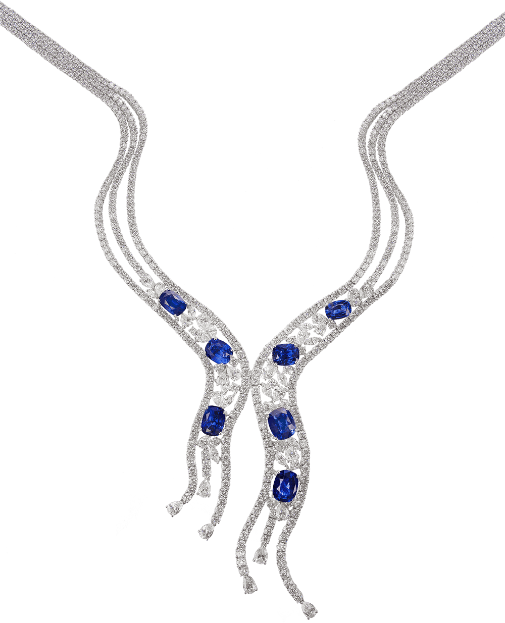 Blue Sapphire and Diamond Necklace