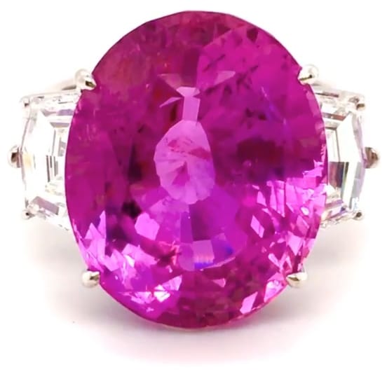 Magenta Pink Sapphire and Diamond Ring by Hatta