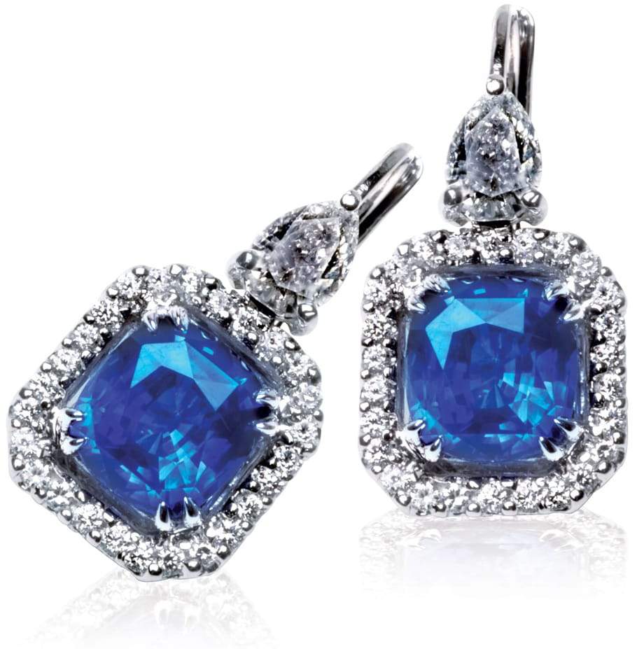 Blue Sapphire and Diamond Earrings