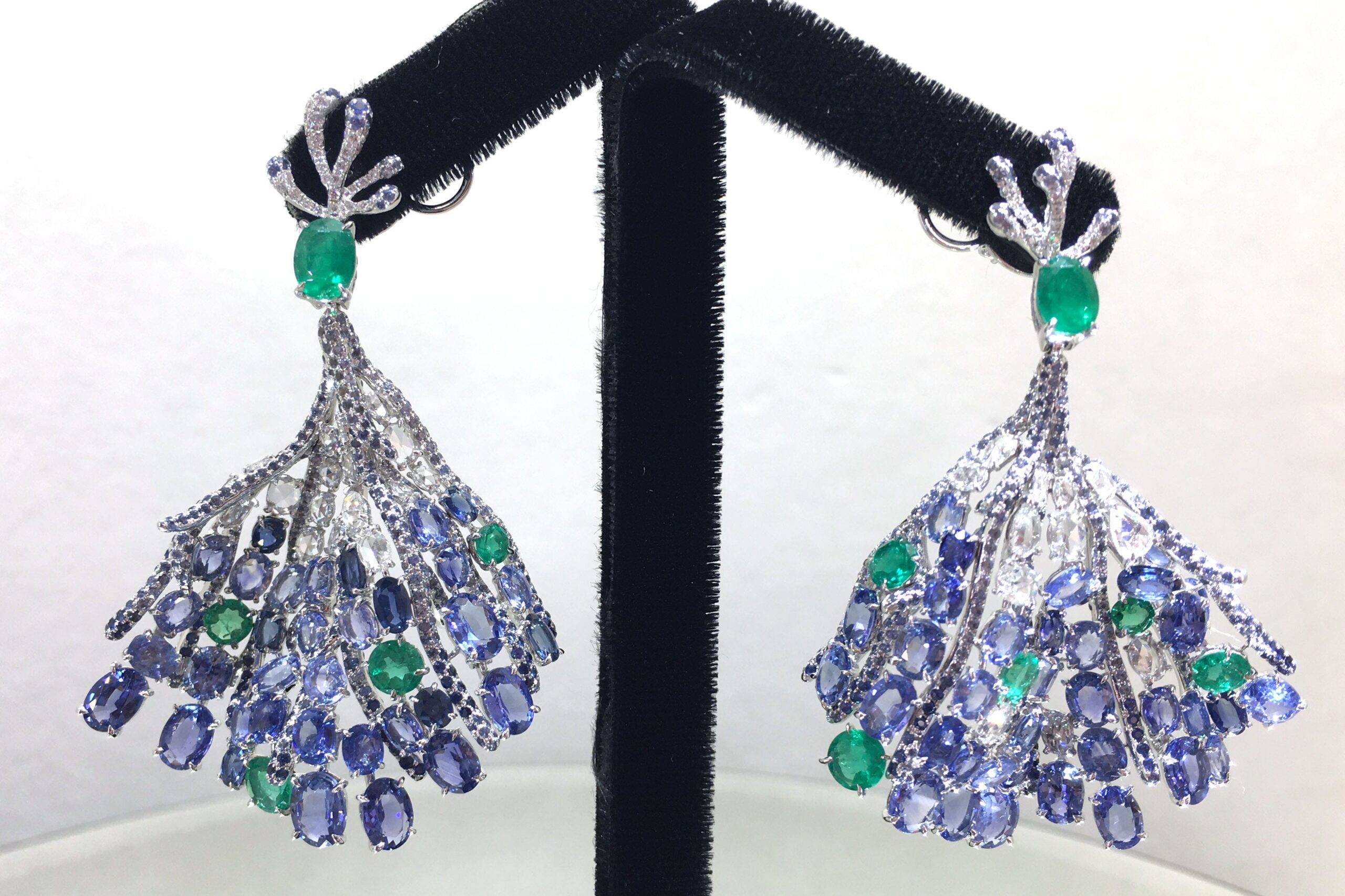 Royal Blue Sapphire and Diamond Earrings by Hatta
