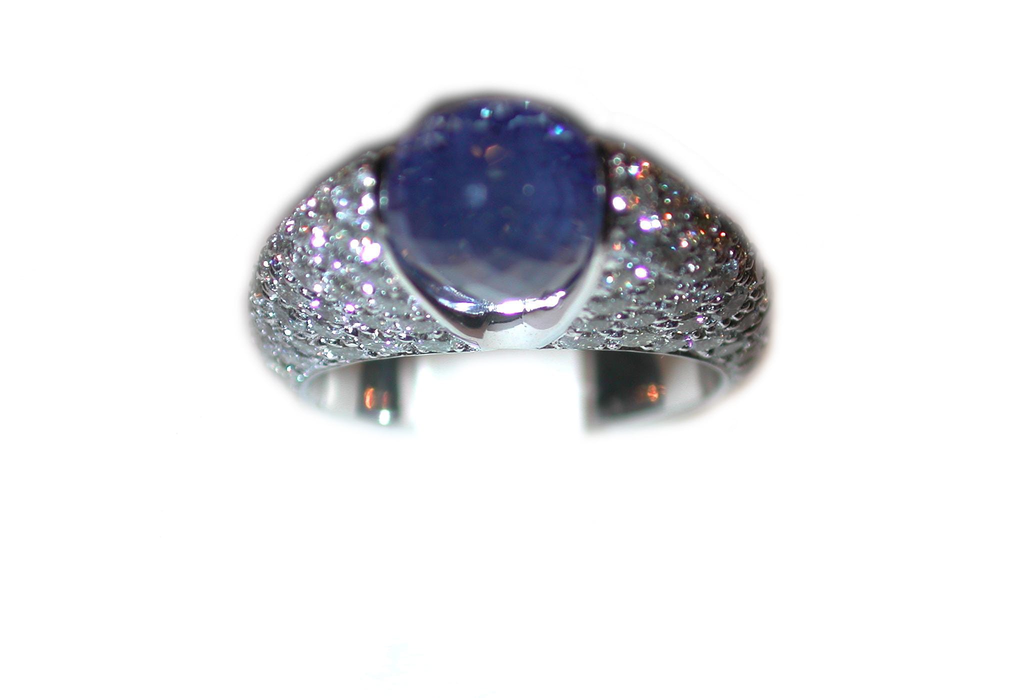 Royal Blue Sapphire and Diamond Ring by Hatta