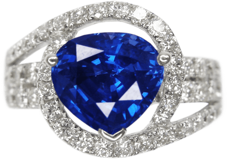 Blue Sapphire and Diamond Ring