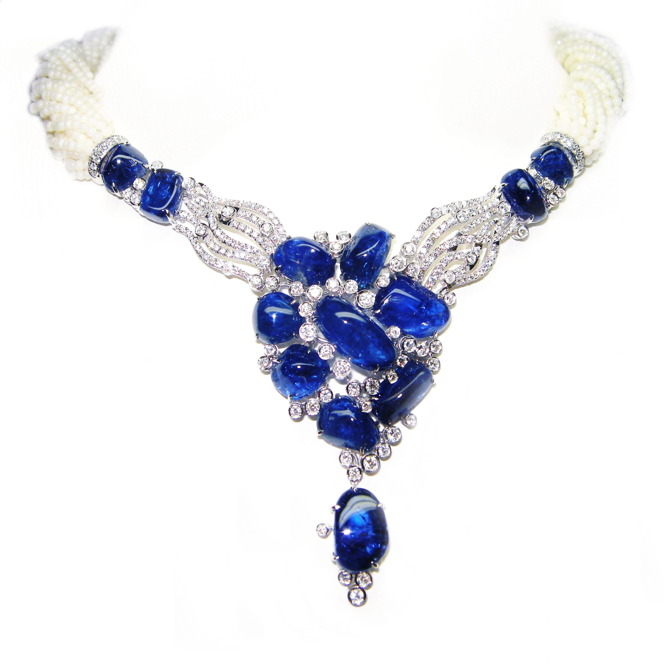 Blue Sapphire and Diamond Necklace
