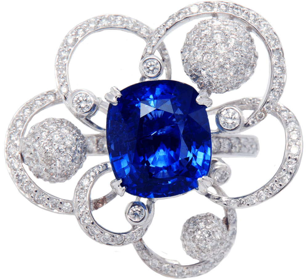 Blue Sapphire and Diamond Ring