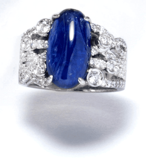 Blue Sapphire and Diamond Ring