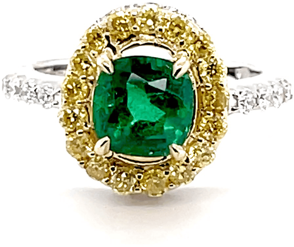 Royal Zambian, No oil Emerald and Diamond Ring