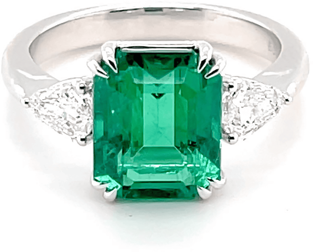 Royal Zambian, No oil Emerald and Diamond Ring