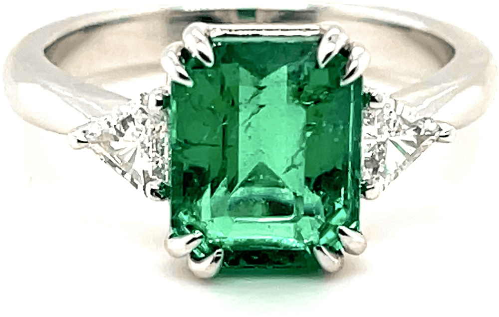 Royal Zambian, No oil Emerald and Diamond Ring