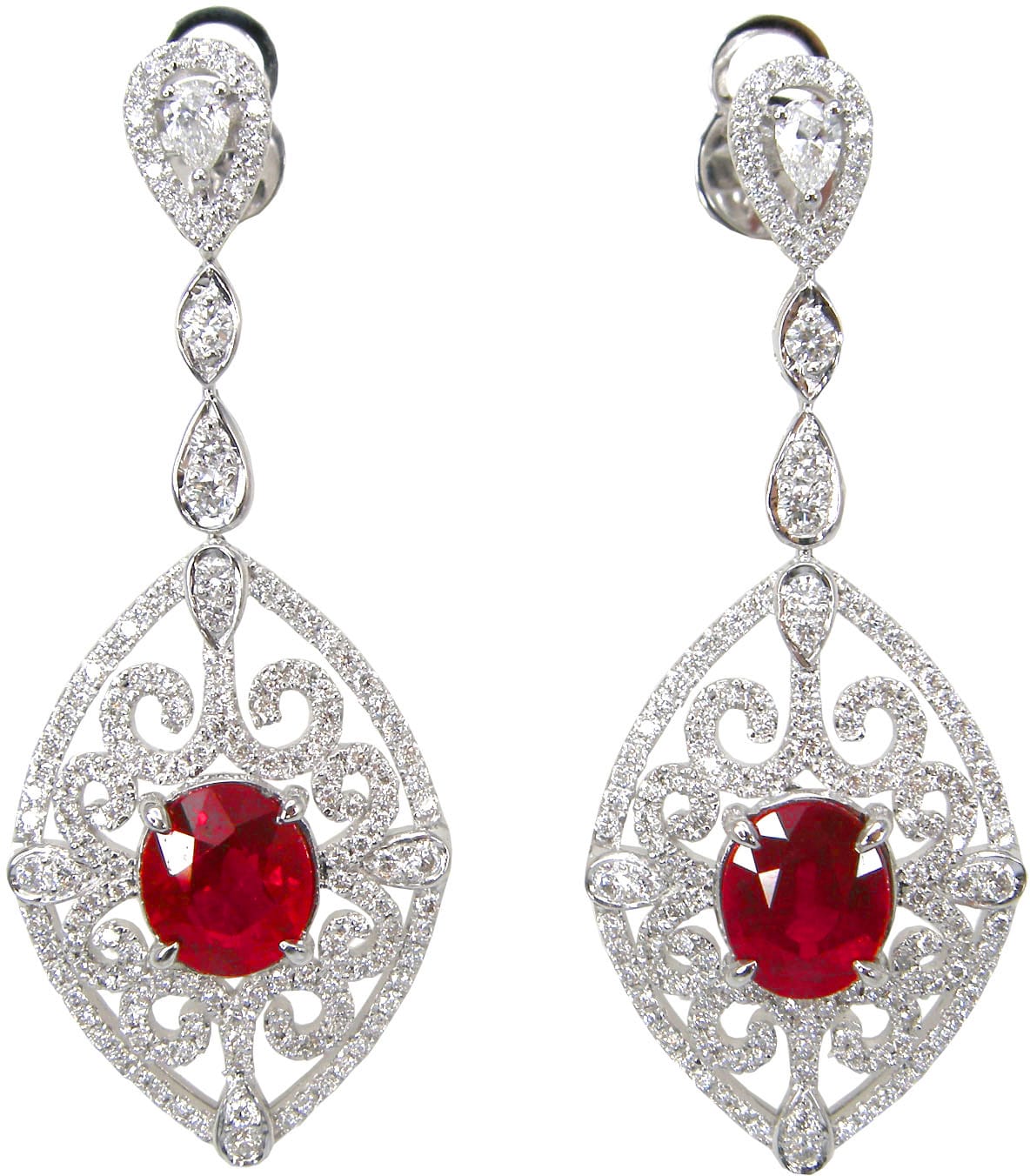 Royal Ruby and Diamond Earrings