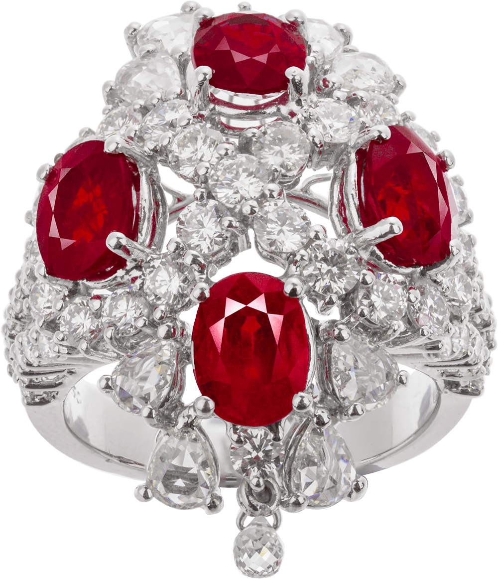 18K W/G Ruby Diamond Earring Ring
