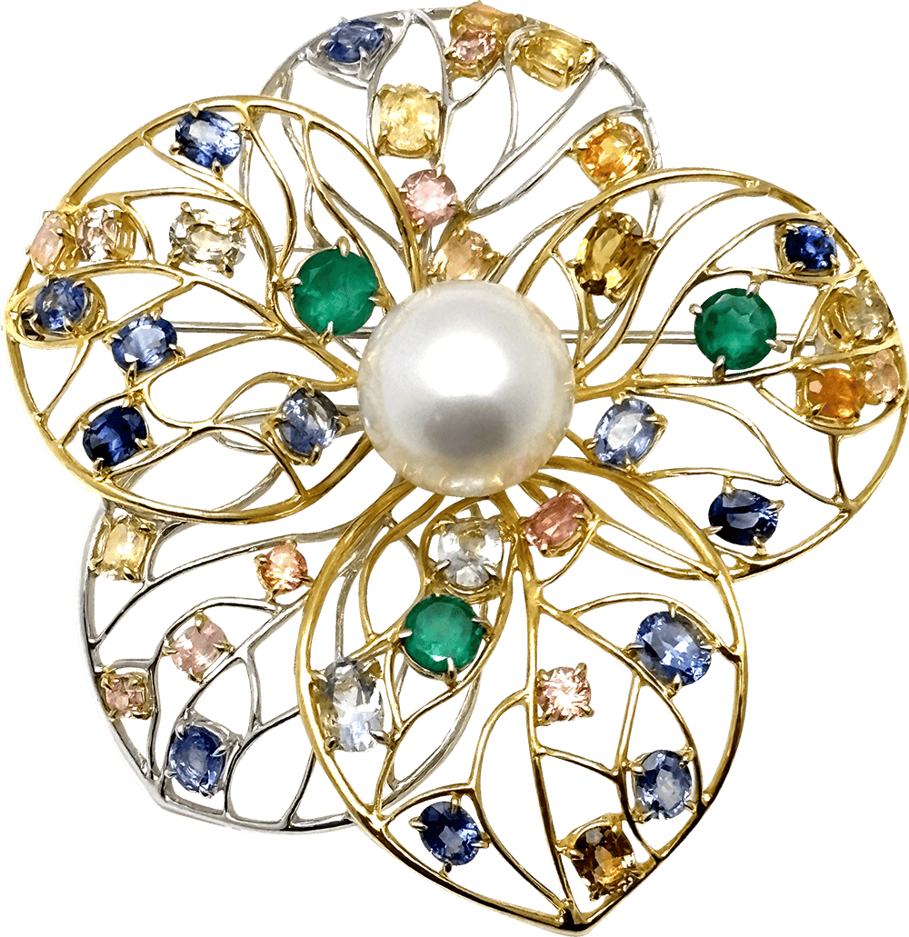 White South Sea Pearl Diamond Brooch by Hatta