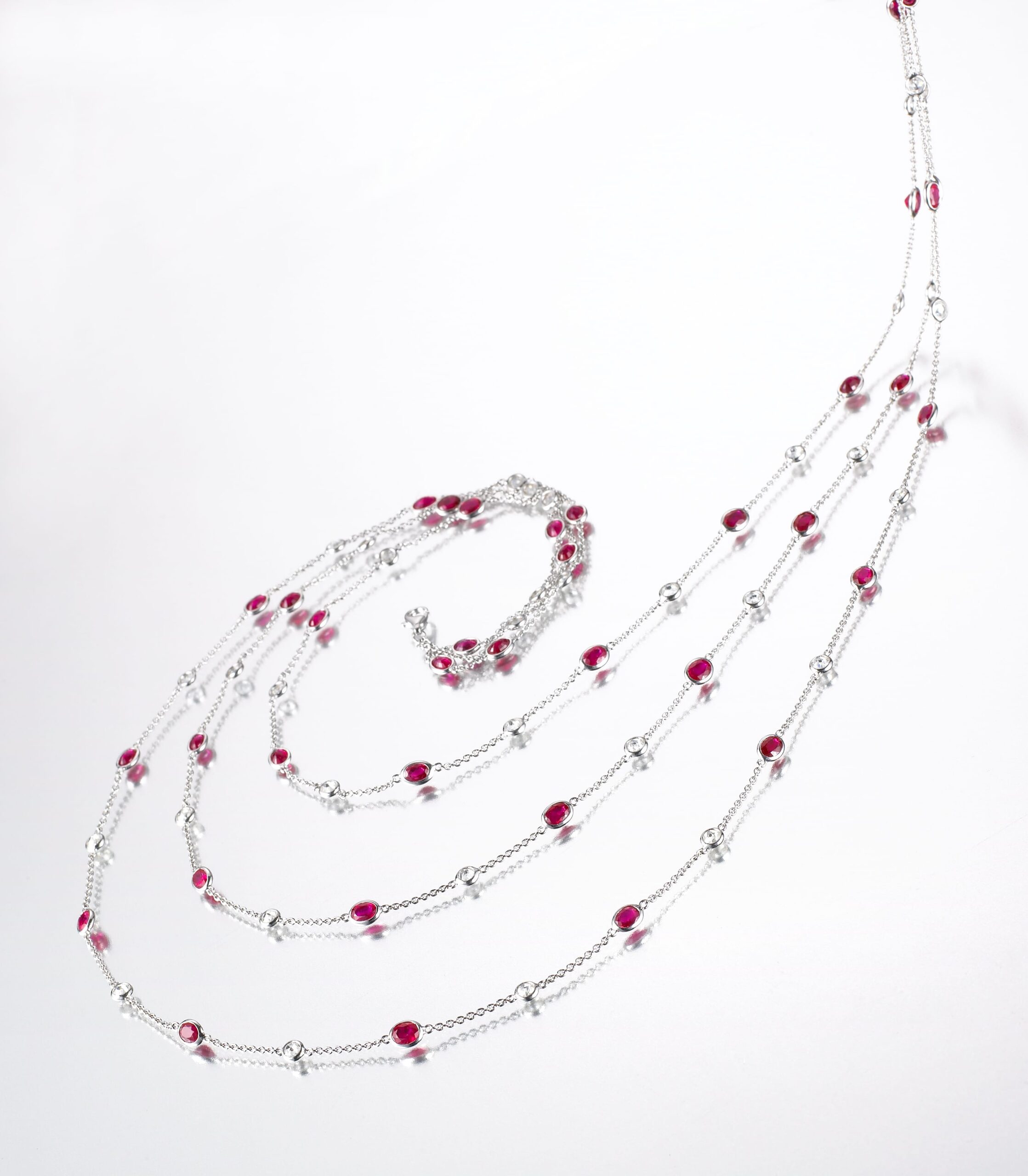 Vintage Cabochor Burma Ruby Necklace | Ruby and Diamond set | Fiery Ruby | Burma Ruby | Diamond Suite 18K WG Ruby and Diamond Necklace