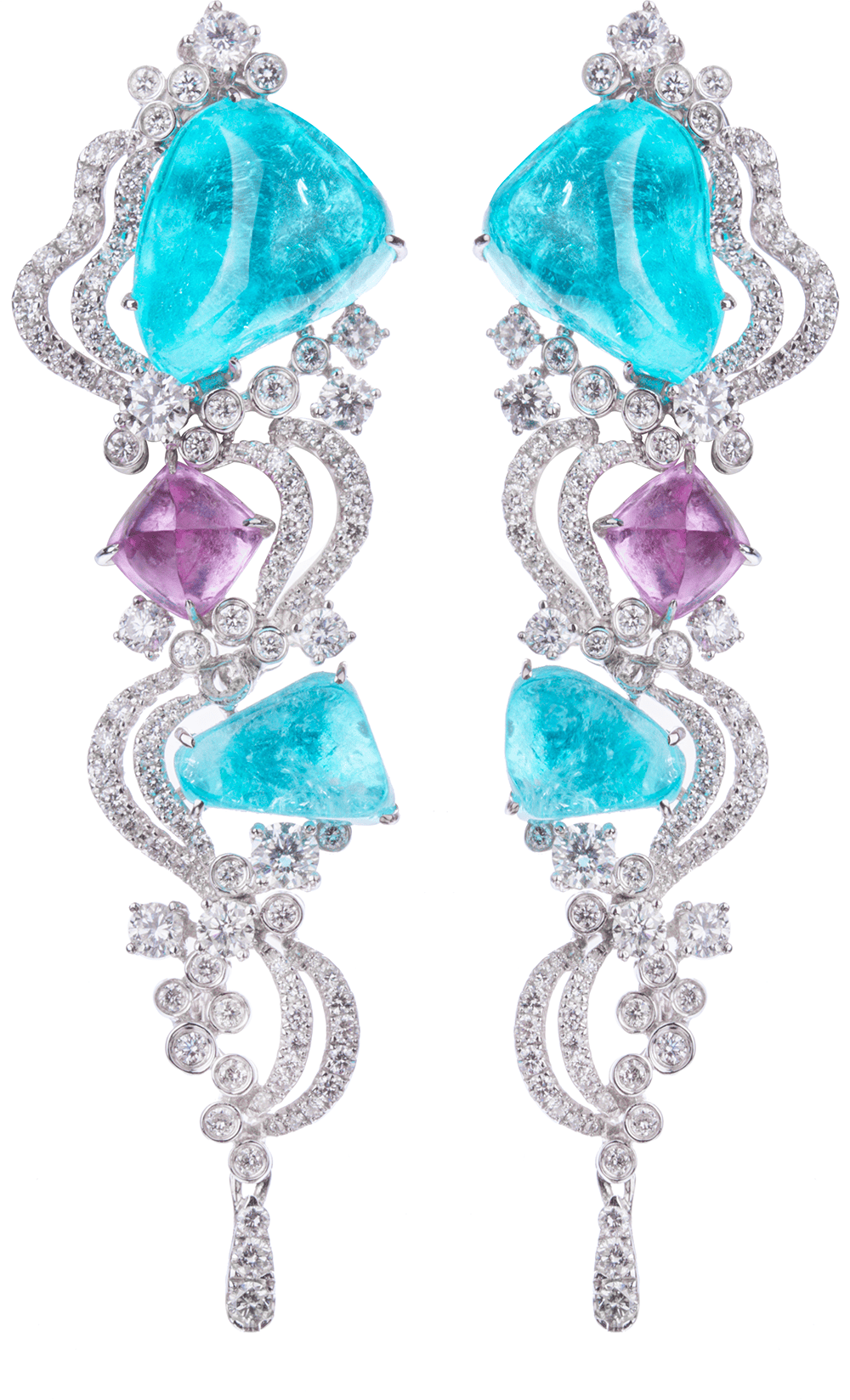 Royal Fancy Paraiba and Diamond Earrings by Hatta