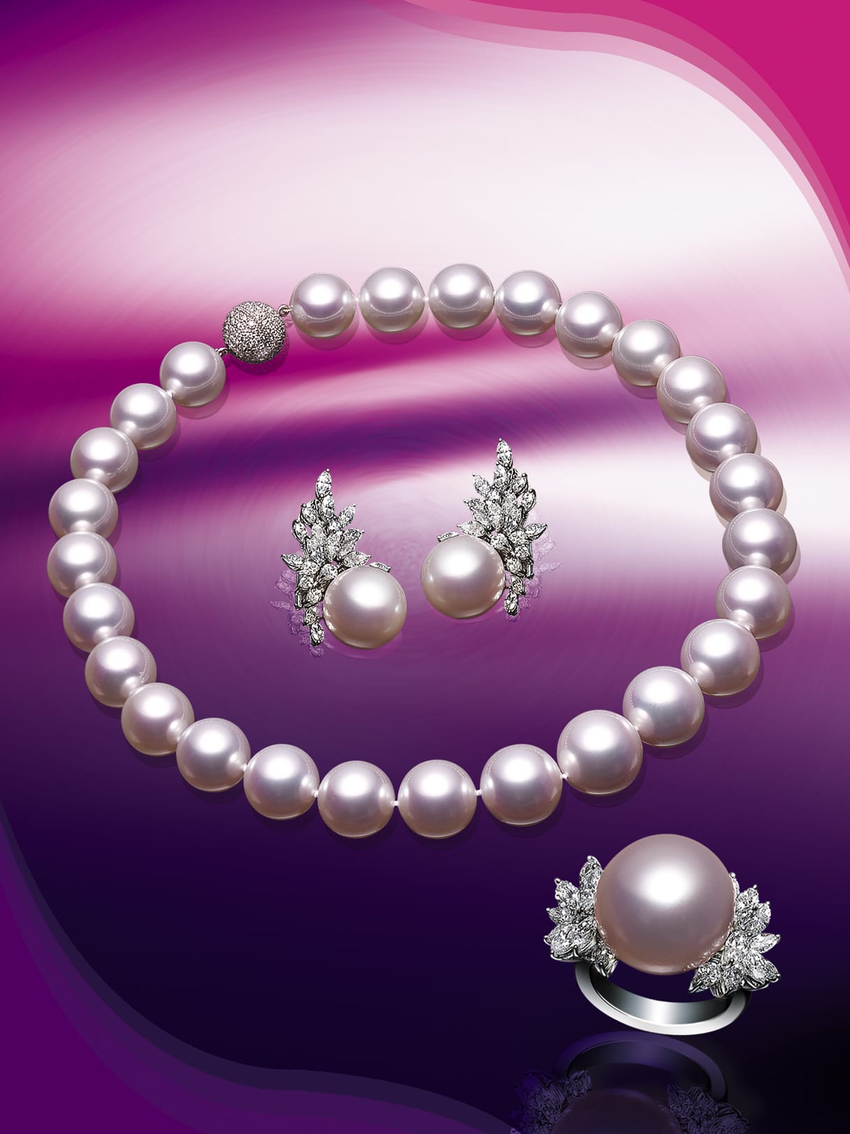 18K W/G South Sea Pearl & Diamond Set