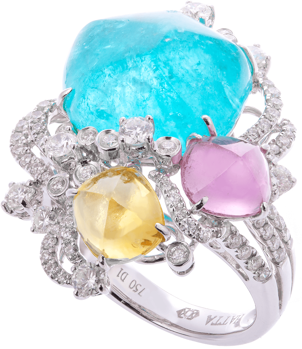 Royal Paraiba and Diamond Ring by Hatta