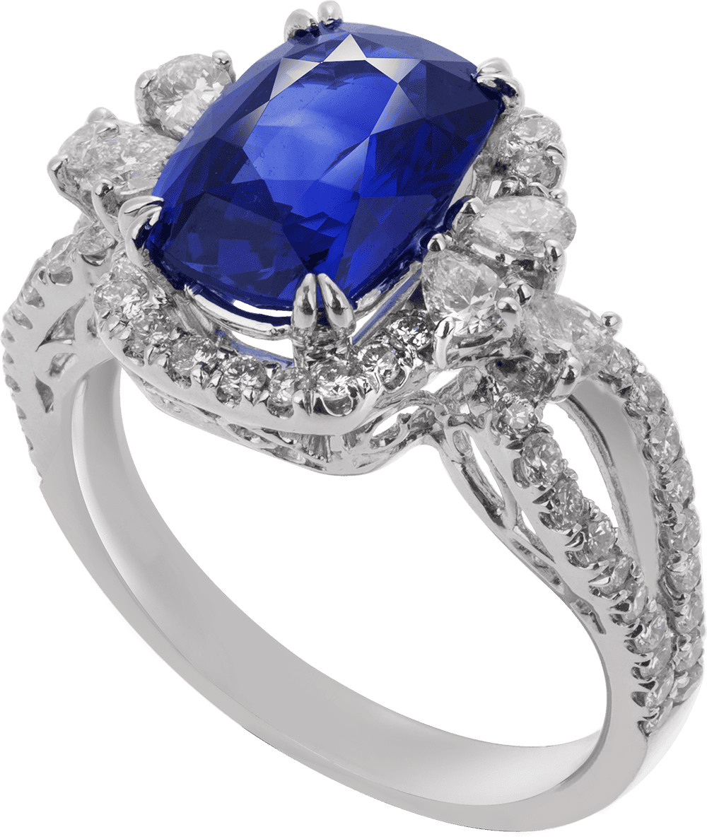 18K W/G Royal Blue Sapphire Ring by Hatta