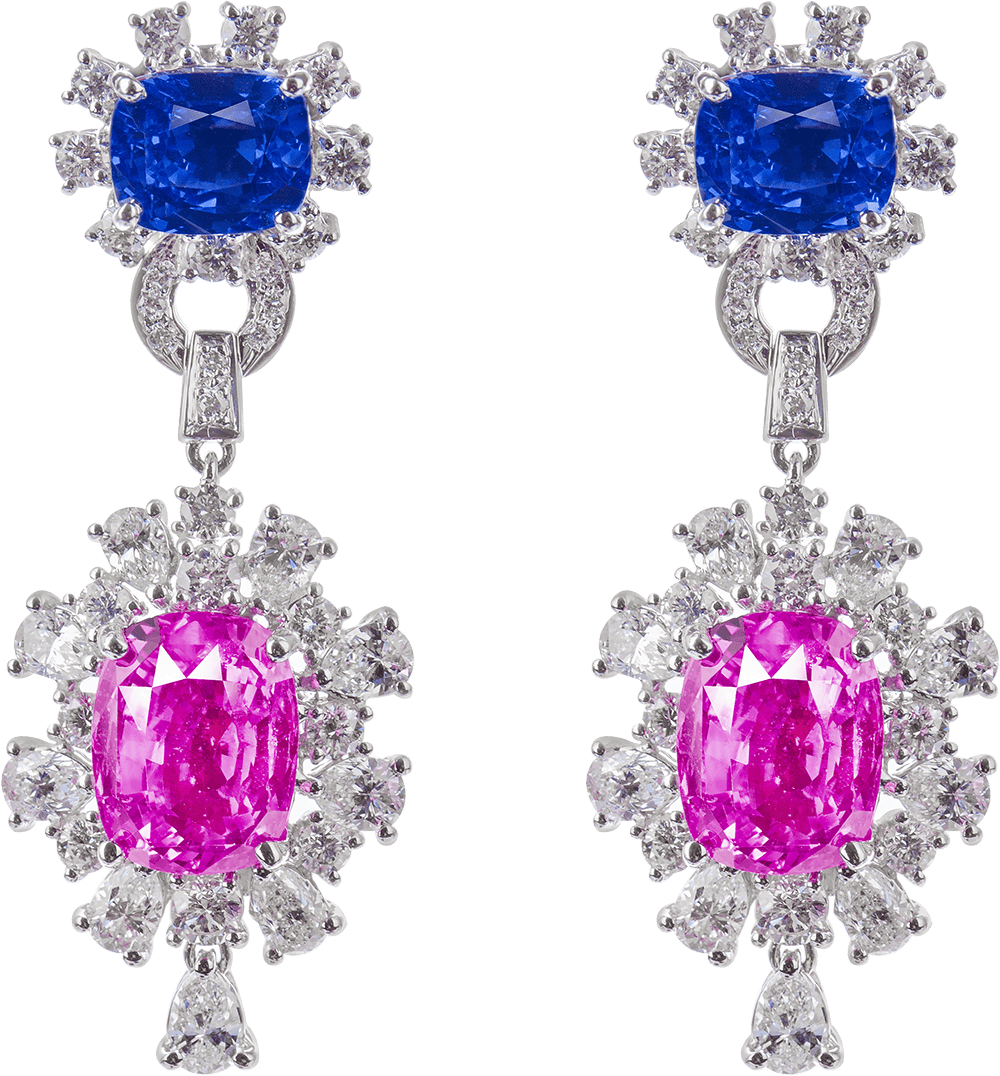 Royal Fancy Sapphire and Diamond Earrings by Hatta