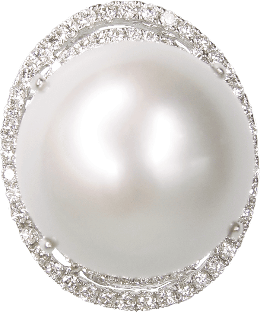 Royal Conch Pearl and Diamond Ring by Hatta