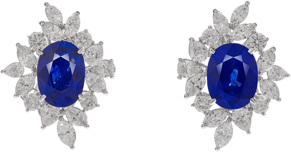 Royal Blue Sapphire and Diamond Earrings by Hatta