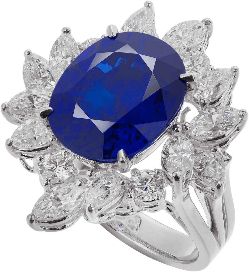 18K W/G Royal Blue Sapphire Ring by Hatta