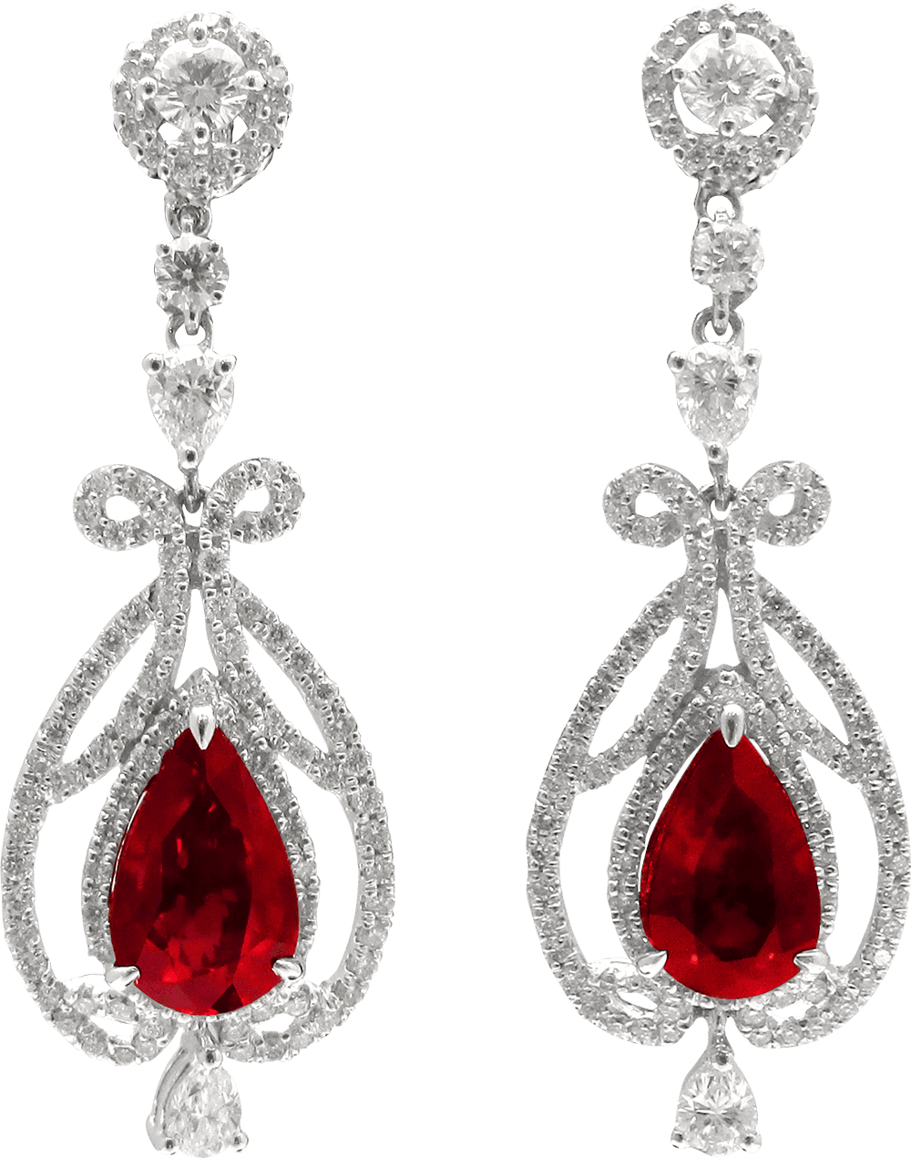 Royal Red Burmese Ruby and Diamond Earrings by Hatta