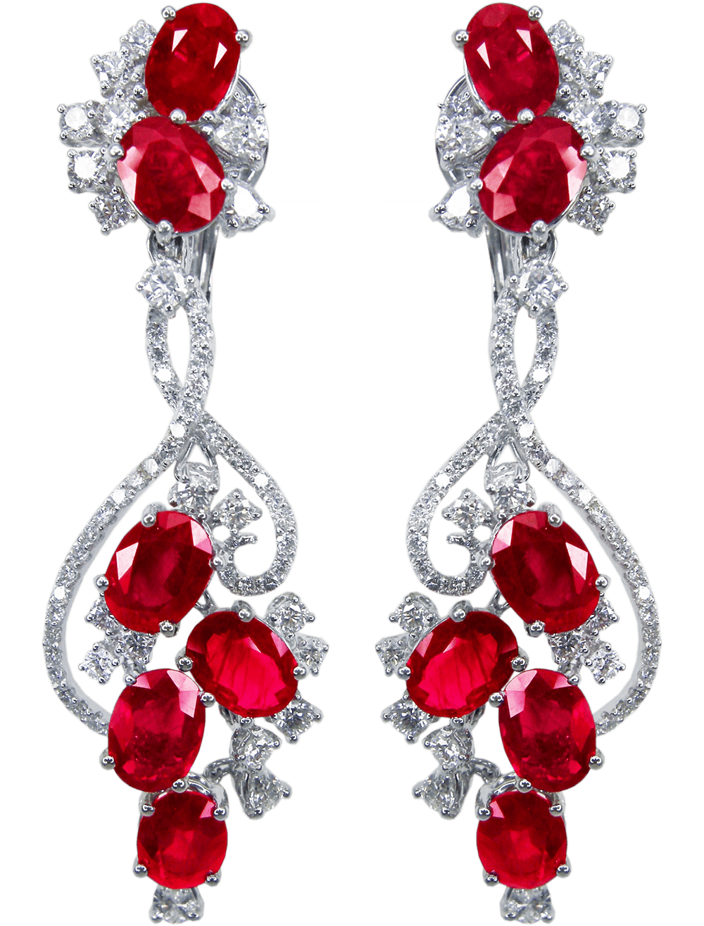 Royal Red Burmese Ruby and Diamond Earrings by Hatta