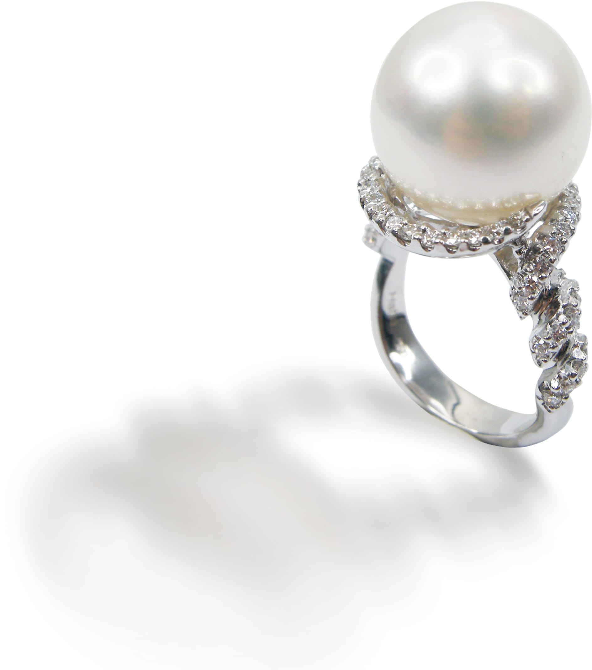 White South Sea Pearl Diamond Ring by Hatta